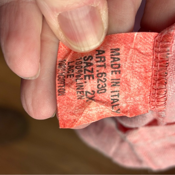 Alessia Pacini 100% Linen Lace & Pintuck Tunic Dress in Pink – Women’s Sz 2X - Picture 8 of 10